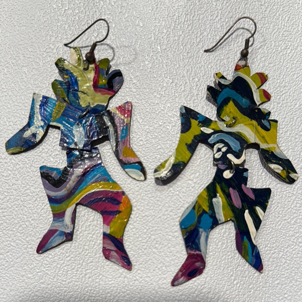 Vintage Colorful Abstract Handmade Dancer Earrings